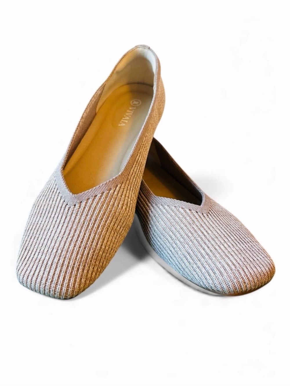 Vivaia square toe v-cut 2.0 golden almond size 37.5 us size 7